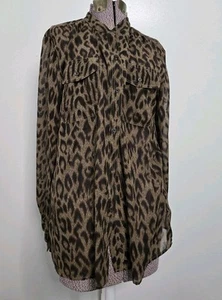Camicetta donna Chaps stampa leopardata bottoni semi trasparente nuova con etichetta taglia XL - Foto 1 di 5