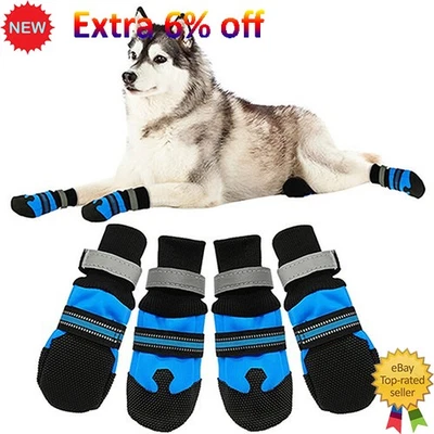 Botas de nieve reflectantes para mascotas 4 piezas impermeables antideslizantes para perros grandes  Foto 1 de 4
