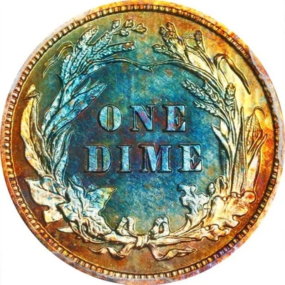 1912 PR66 PCGS 700 Minted PROOF Amazing Vivid Colors EPIC BEAUTY Barber Dime 10C - Image 1 of 4