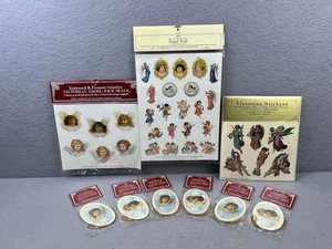Vintage Merrimack Victorian 1986 gestanzte Engel Cherubs Weihnachten Posten Geschenkanhänger & Aufkleber - Bild 1 von 12