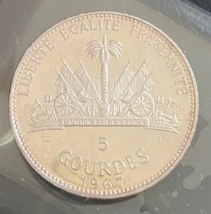 HN Haiti 1967 5 gourdes Ag gr.23,52 Proof in astuccio KM#64.1 r457 - Picture 1 of 2