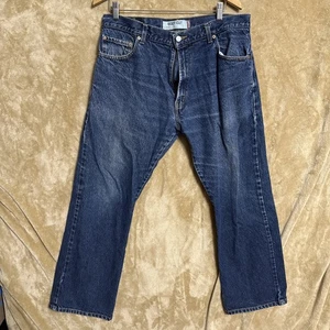 Pantalones de mezclilla Levis 517 para hombre 36x30 Bootcut vaquero occidental lavado oscuro algodón desgastado - Imagen 1 de 5