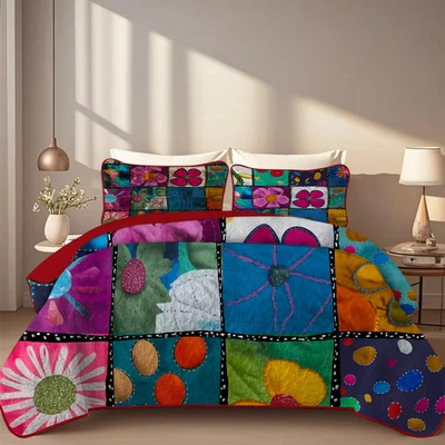 Juego de edredón estampado floral de 2-3 piezas, duradero, transpirable, para todas las estaciones Foto 1 de 4