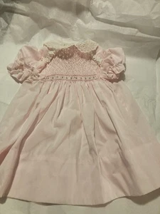 Polly Flinders Vintage Hand Smocked Dress Pink 12 Months Nos Brand New No Tags! - Picture 1 of 17