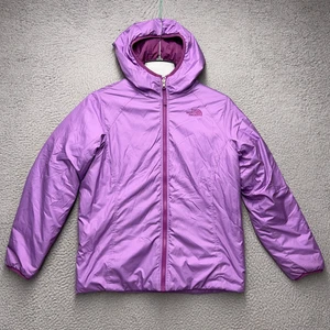The North Face Reversible Jacket Girls XL Purple Full Zip Hooded Outdoor Hiking - Picture 1 of 13