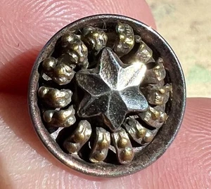 Antique Victorian Steel Cut Star Shank Button set of 6 Gold Guilt 1/2" Flaw - Picture 1 of 10