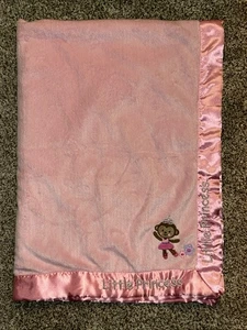 Child Of Mine Pink "Little Princess" Monkey Satin Trim Baby Blanket - Picture 1 of 7