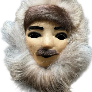Inupiat Caribou Face Mask Fur Alaska Wilderness Animal Art Soft Suede 11"X13" - Picture 1 of 9