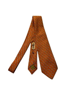 Paul Stuart Neck Tie Mens Silk Fish Print 60” Long 3.25 Wide Hand Made USA - Image 1 of 4