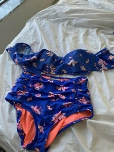 GB  swimsuit off the shoulder top- high waisted bottoms   M bottom/ large top - Picture 1 of 5