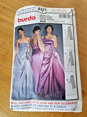 Burda Sewing Pattern 8321 Evening Dress Sizes 6 to 18 Vintage Occasion - Image 1 of 4