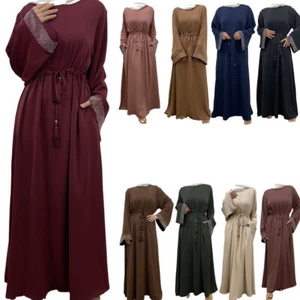 Dubai Women Muslim Maxi Dress Abaya Long Robe Kaftan Islamic Loose Caftan Party - Picture 1 of 60