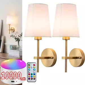 Battery Operated Wall Sconce Set of 2, Wireless Dimmable Battery Powered Wall La - Picture 1 of 6