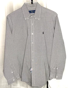 preowned, RALPH LAUREN, lg, cotton, gray/white check, dress shirt, VGC - Picture 1 of 3