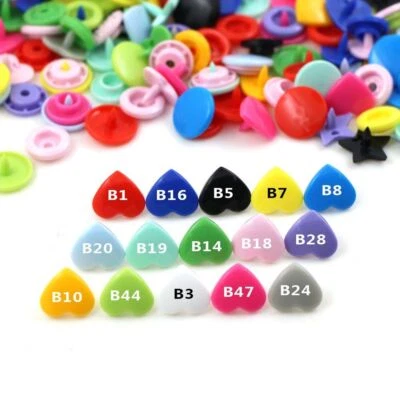 Heart Snap Button 20 Sets T5 Plastic Snaps Buttons Garment Craft Press Fasteners - Image 1 of 4