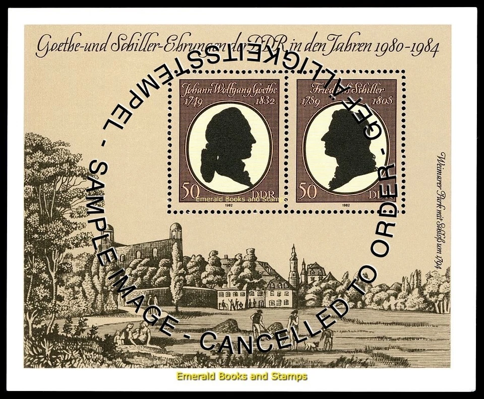 EBS East Germany DDR 1982 - Goethe & Schiller Tribute - Michel Block 66 - CTO - Image 1 of 1