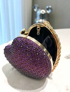 Gold Glitzer Herzform Strass Clutch Handtasche mit Kette - Funkelnder Abend - Bild 1 von 17