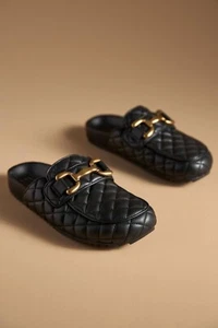 NEW Anthropologie Bibi Lou Zagreb QUILTED LOAFER Clogs SHOES OXFORD BLACK 40 9 M - Picture 1 of 3