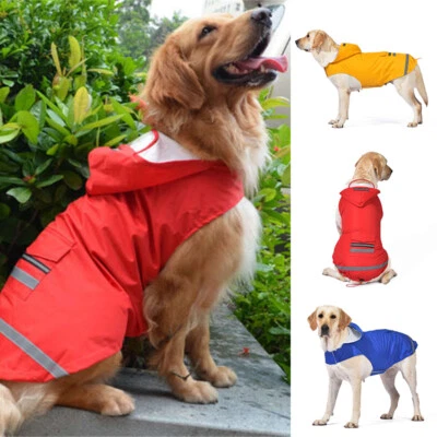 Pet Raincoat Double-Layer Dog Raincoat Reflective Stripe Big Dog Dog Clothes - Image 1 of 4