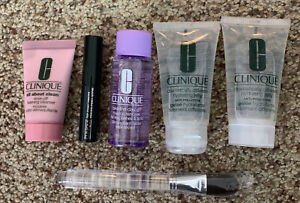 Clinique 6 Pc  Mascara, Makeup Remover, Hydrating Jelly,  Cleaner, Brush.