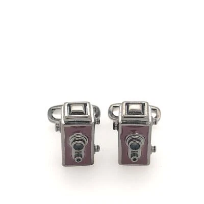 Fotocamera Scatola Smalto Gemelli 925 Argento Sterling - Immagine 1 di 4