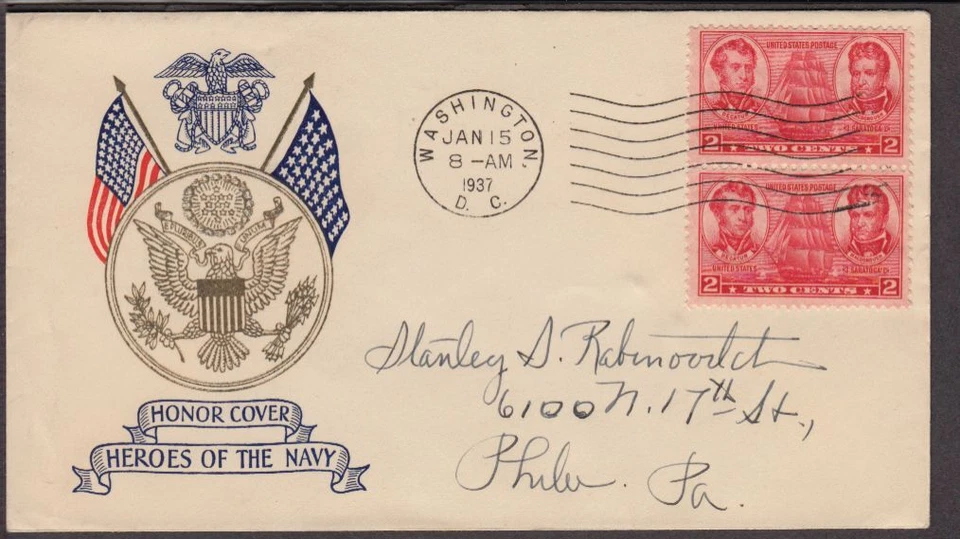 1937 Navy 2c carmine Sc 791-38 FDC with Plimpton / Gold Seal cachet - Image 1 of 1