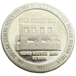 Casino Token Gold Strike Inn Casino $1 Franklin Mint Token Boulder City NV 1967 - Imagen 1 de 2