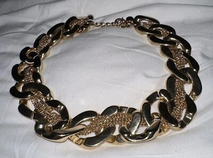 Vintage goldfarbene klobige Panzerkette Halsband Halskette Knebelverschluss 18,5 Zoll - Bild 1 von 4