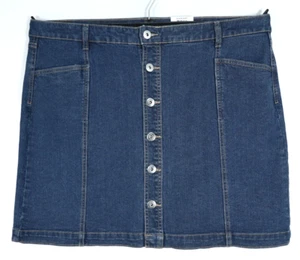 NWT STYLE&CO Women's Cotton A-Line Mini Skirt Slit Denim Jean Blue Size 16 Plus - Picture 1 of 16