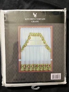 3 Piece Printed Kitchen Window Curtain Set Valance With 2 Panels 60"X36" - Picture 1 of 3