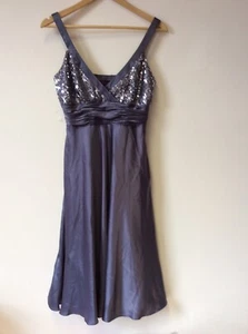 DEBENHAMS Sequinned Cocktail Party Dress, Silver/Grey Lined Size 8 - Picture 1 of 4
