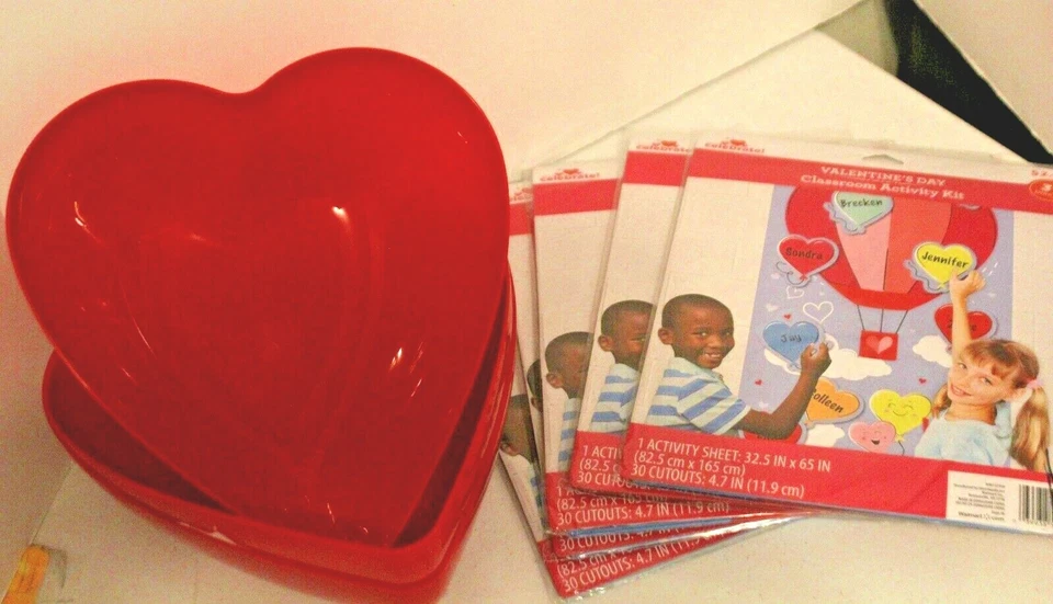Valentine's Day Classroom Activity Kit 10-Sets & 3-10'' RED Hearth Bowls - Image 1 of 3