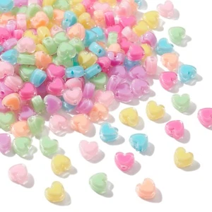 200x Acrylic Heart Shape Loose Spacer Beads for Jewelry Bracelet Necklace Making - Picture 1 of 4
