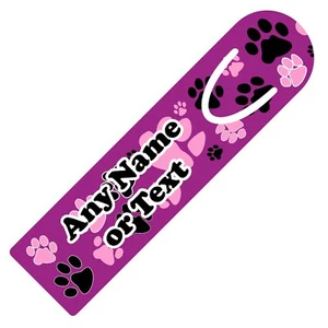 PERSONALISED ANIMAL PAW PRINT BOOKMARK ALUMINIUM PAGE HOLDER READING GIFT - Picture 1 of 4