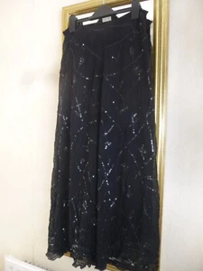 TABLE EIGHT LONG BLACK SEQUINED SKIRT SIZE 8 - Picture 1 of 5