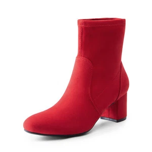 Women's Ankle Boots Low Chunky Heel Almond Toe Fall Heeled Booties US - Picture 1 of 13
