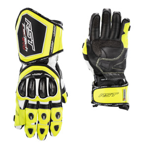 Leather Race Glove RST Tractech Evo 4 Motorcycle Motorbike Glove Race Yellow