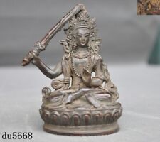 Tibetan Buddhism Bronze Hold sword Manjushri tara Kwan-Yin GuanYin Buddha statue