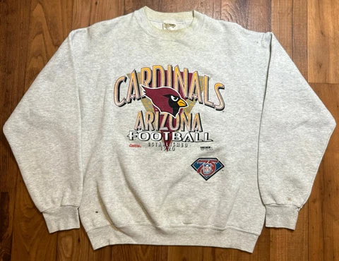 Vintage Arizona Cardinals Adult XL Gray Sweatshirt NFL Mens Sweatshirt Cover