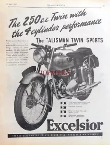 Anuncio de moto EXCELSIOR 'Talisman Twin Sports' 250cc #4: 1952 impresión de ciclo M - Imagen 1 de 1
