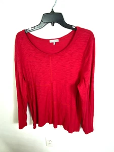 Habitat rotes Langarmshirt Gr. L tonal Patchwork Nähte 100% Baumwolle - Bild 1 von 17
