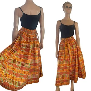 NWT African Kente Skirt w/ Belt Kente Print Cotton - One Size Fit All - Picture 1 of 7