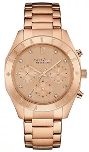 Caravelle New York 44L189 Women's Analog Chronoggraph Watch Rose Gold-Tone Band - Picture 1 of 1
