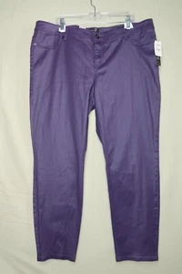 Neu mit Etikett Seven7 Luxe beschichtete Skinny-Damenjeans Größe 24 lila glänzend gewachst hoher Bund - Bild 1 von 11