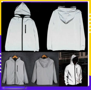 Jacke Herren Motorrad Hoodie Reflektierend Sicher Wasserdicht Mantel Nacht Radfahren - Bild 1 von 17