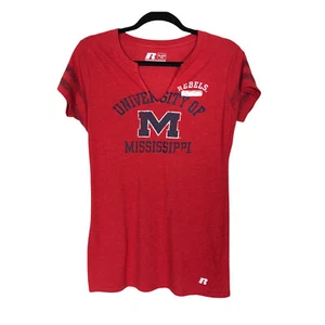 Russell red short sleeve v-neck University of Mississippi kid XL girl - Picture 1 of 4