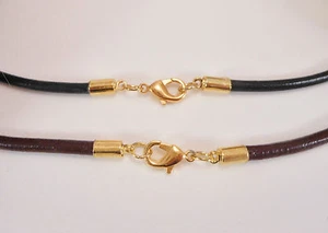 Leather Cord Surfer Choker Necklace 3mm with Lobster clasp- Unisex - Made in USA - Picture 1 of 1