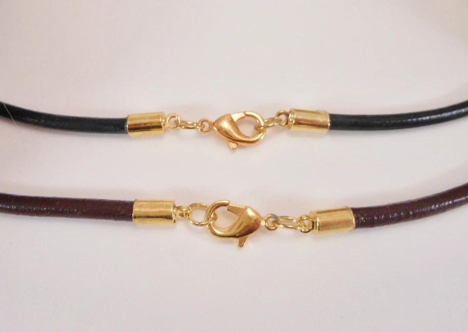 Leather Cord Surfer Choker Necklace 3mm with Lobster clasp- Unisex - Made in USA - Image 1 of 1