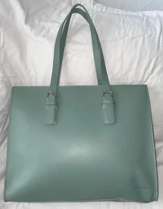 JACK GEORGES SeaFoam Green Leather Business Bag Tote Purse - Picture 1 of 10