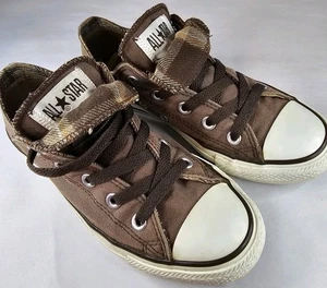 Converse All Star Chuck Taylor Brown Plaid Fold Down Low Top Sneakers - Picture 1 of 14